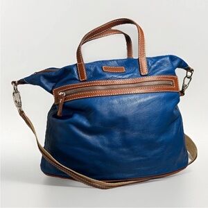 Vintage Dooney & Bourke Calfskin Soft Leather Duffle Bag Brilliant Blue Rare